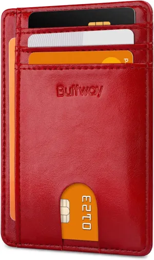 Buffway Slim Minimalist Front Pocket RFID Blocking Leather Wallets for Men and Women