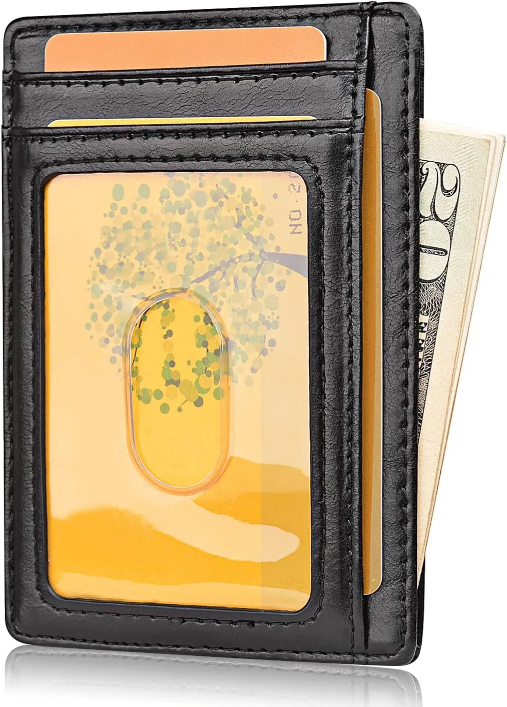 Buffway Slim Minimalist Front Pocket RFID Blocking Leather Wallets for Men and Women