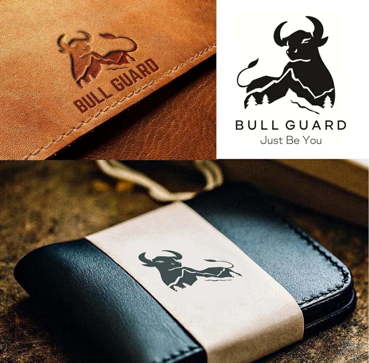 BULL GUARD Genuine Nappa Leather Trifold Wallet For Men RFID And ID Window
