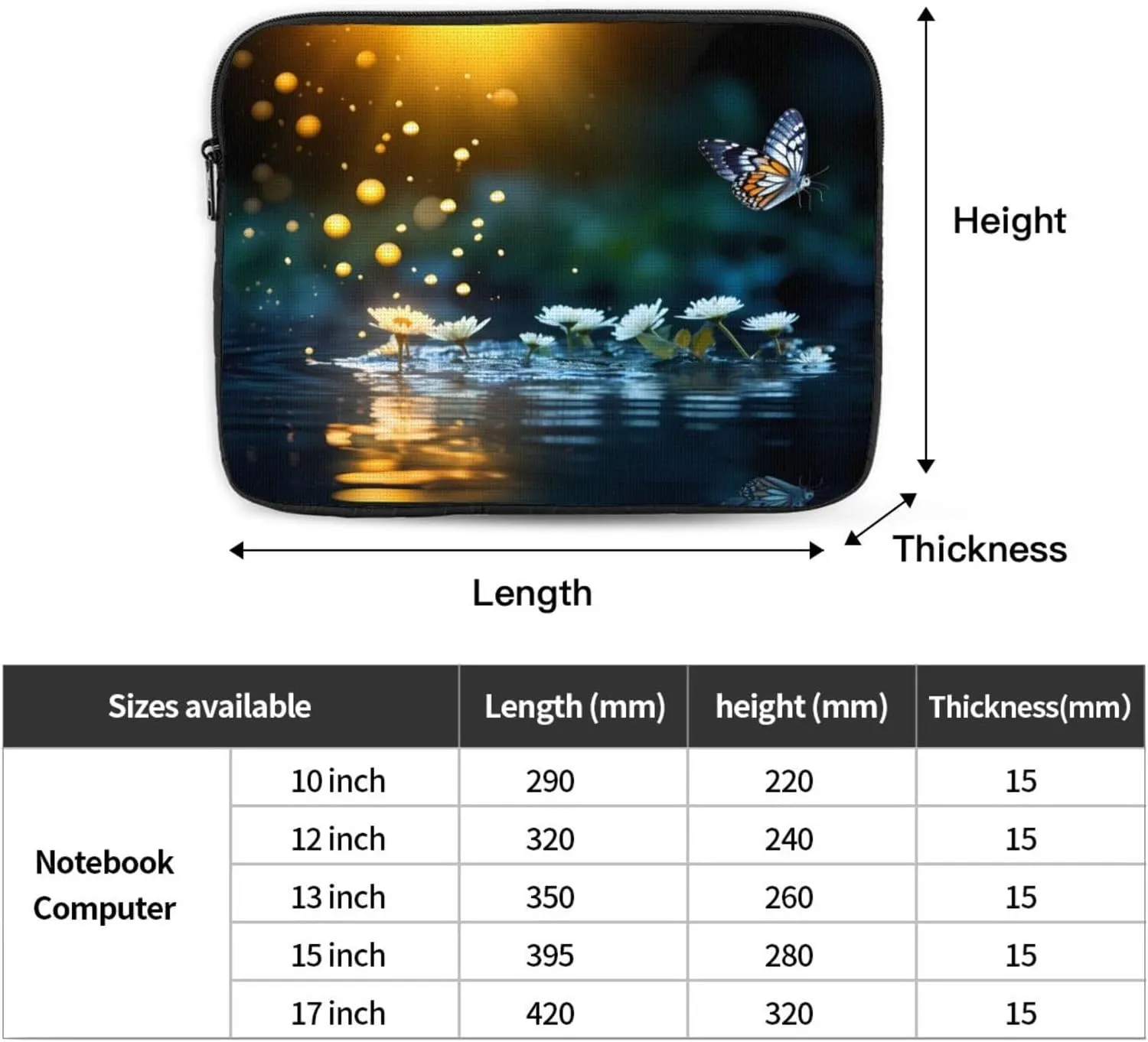Butterfly Fluttering Laptop Inner Bag Laptop Sleeve Case Briefcase Carrying Laptop Cover