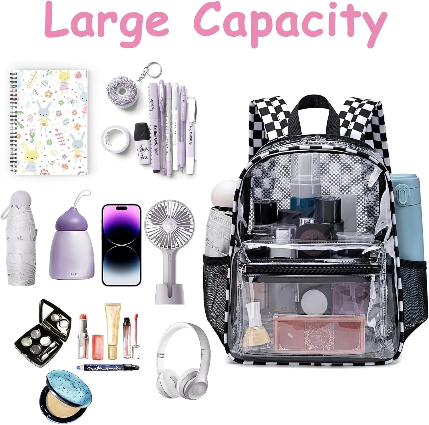 CAMTOP Clear Backpack for Stadium Events Approved 12x6x12 Small Clear Bag Mini Backpacks Purse for festival Concert Work