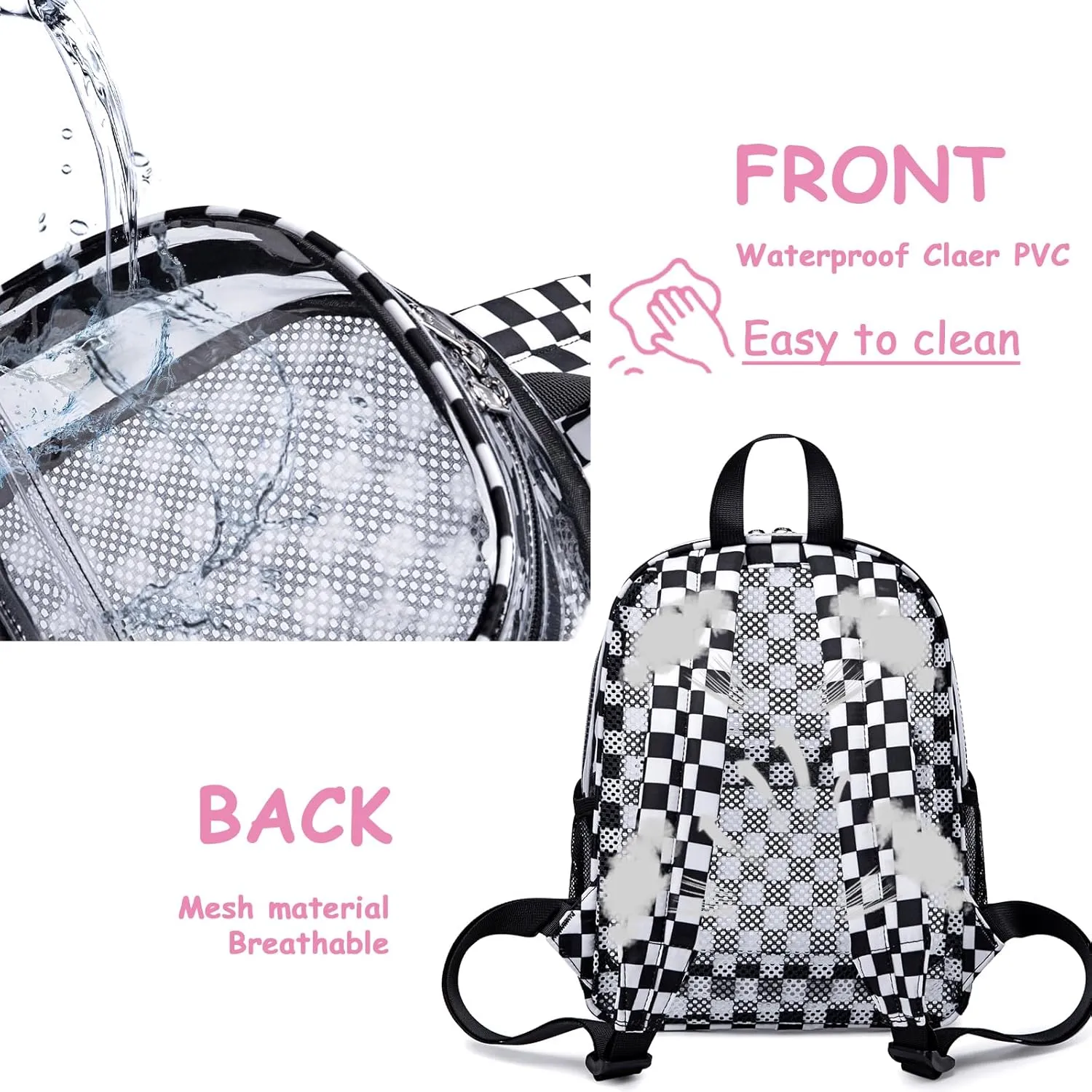 CAMTOP Clear Backpack for Stadium Events Approved 12x6x12 Small Clear Bag Mini Backpacks Purse for festival Concert Work