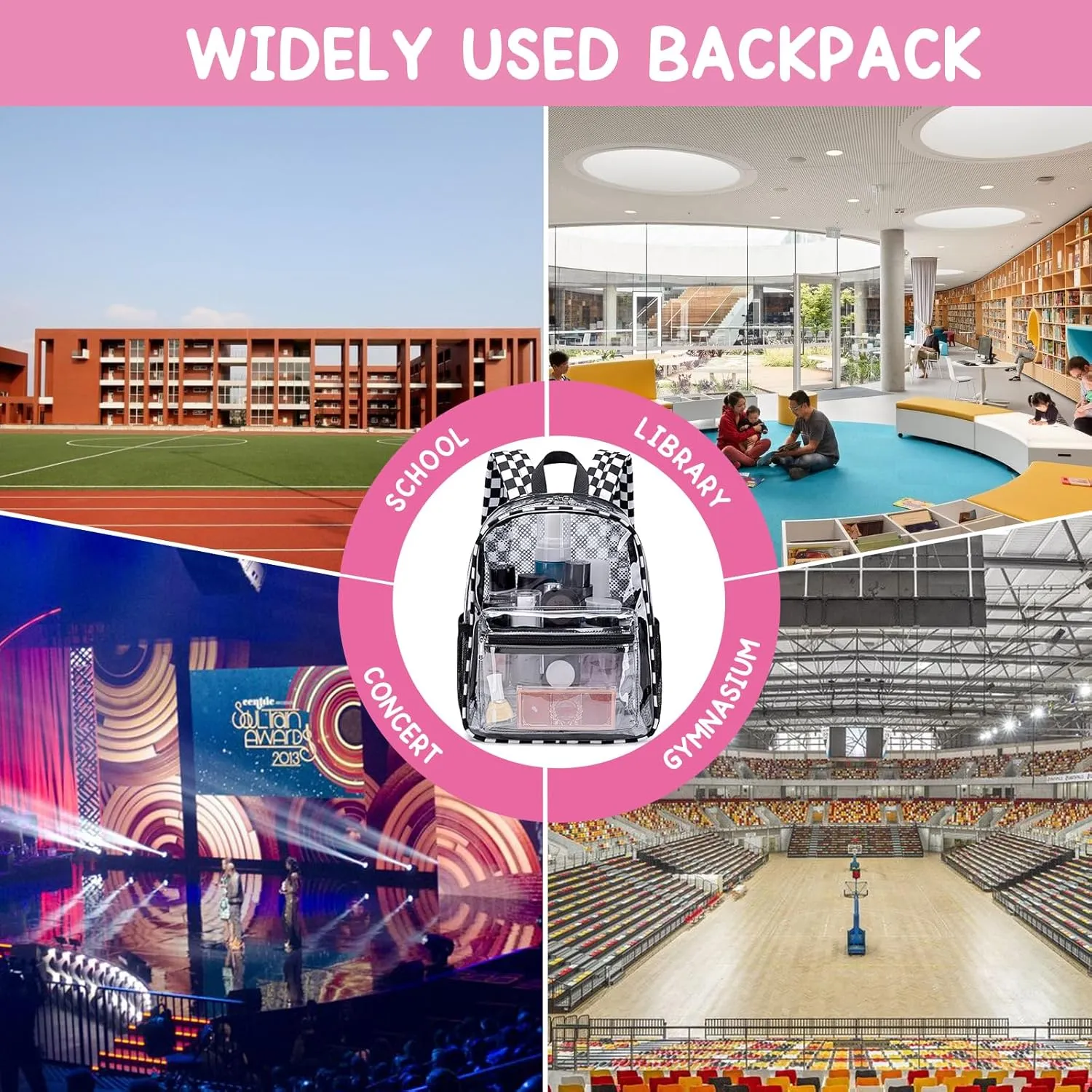 CAMTOP Clear Backpack for Stadium Events Approved 12x6x12 Small Clear Bag Mini Backpacks Purse for festival Concert Work