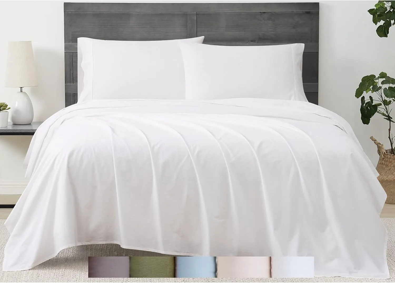 CANNON Solid Percale 200 Thread Count Sheet Sets Light Blue 100% Cotton 4-Piece Full Sheet Set, Solid Color Themed, Adult Bedding, Oeko-TEX Certified