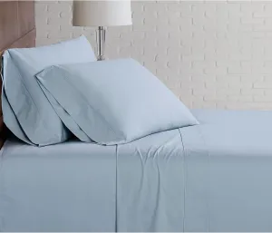 CANNON Solid Percale 200 Thread Count Sheet Sets Light Blue 100% Cotton 4-Piece Full Sheet Set, Solid Color Themed, Adult Bedding, Oeko-TEX Certified