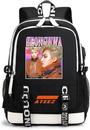 Canvas Korean Backpack Daypack Laptop Bag Student Rucksack School Bag with USB port 5