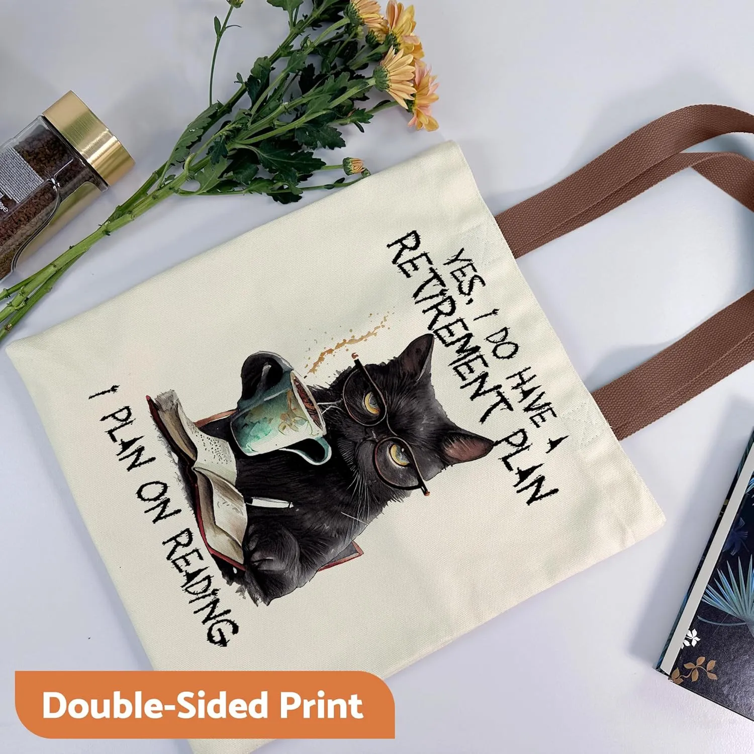 Canvas Tote Bag Aesthetic for Women, Cute Tote Bag with Zipper Pocket, Heavy Duty Reusable Shopping Bags for Grocery