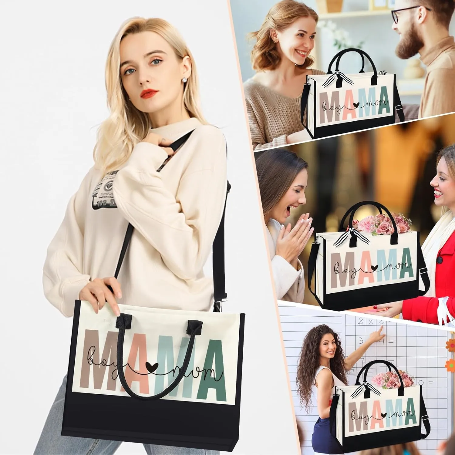 Canvas Tote Bag for Mom Nurse Teacher Boss Lady Dog Mom Christmas Birthday Gifts for Women Lady for Shopping