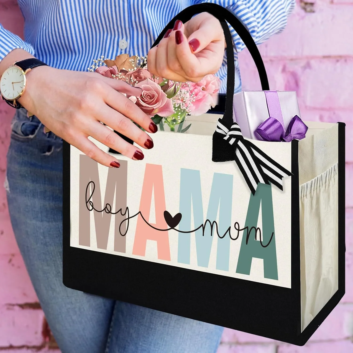 Canvas Tote Bag for Mom Nurse Teacher Boss Lady Dog Mom Christmas Birthday Gifts for Women Lady for Shopping