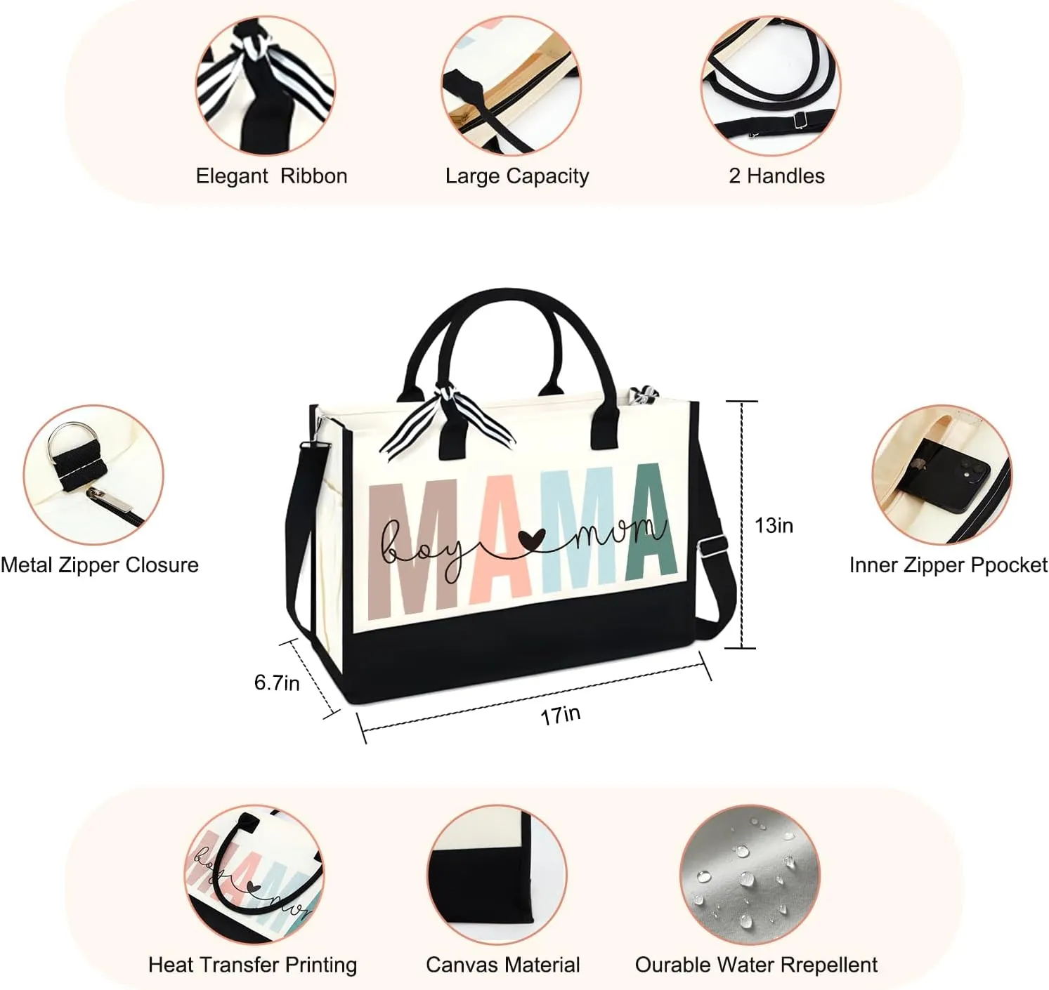 Canvas Tote Bag for Mom Nurse Teacher Boss Lady Dog Mom Christmas Birthday Gifts for Women Lady for Shopping