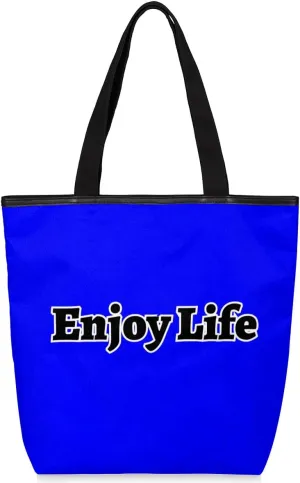 Canvas Tote Bag for Women Men Enjoy Life, Grey Canvas Handbag Shoulder Tote Bag