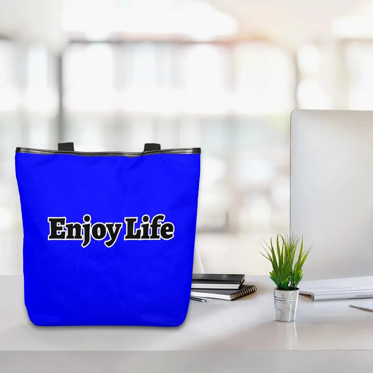 Canvas Tote Bag for Women Men Enjoy Life, Grey Canvas Handbag Shoulder Tote Bag