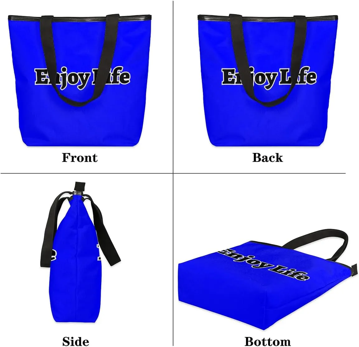 Canvas Tote Bag for Women Men Enjoy Life, Grey Canvas Handbag Shoulder Tote Bag