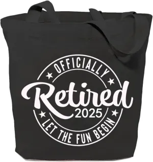 Canvas Tote Bag for Women Reusable Shoulder Shopping Bags Funny Retirement Gift Officially Retired Let The Fun Begin