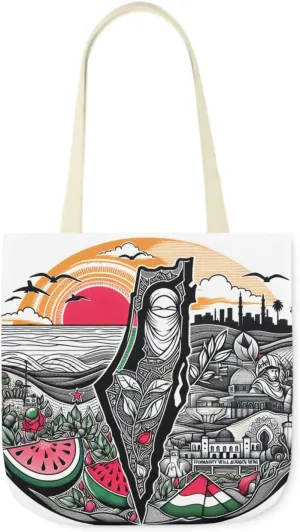 Canvas Tote Bag, Free Palestine Map Flag, Pro-Palestinian Tote, Activist Shoulder Bag, Political Statement Tote, Watermelon