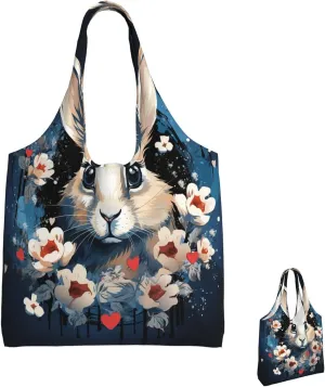 Canvas Tote Bag Lightweight Reusable Grocery Shopping Bag Blue and White Flowers Handbag for Women Men