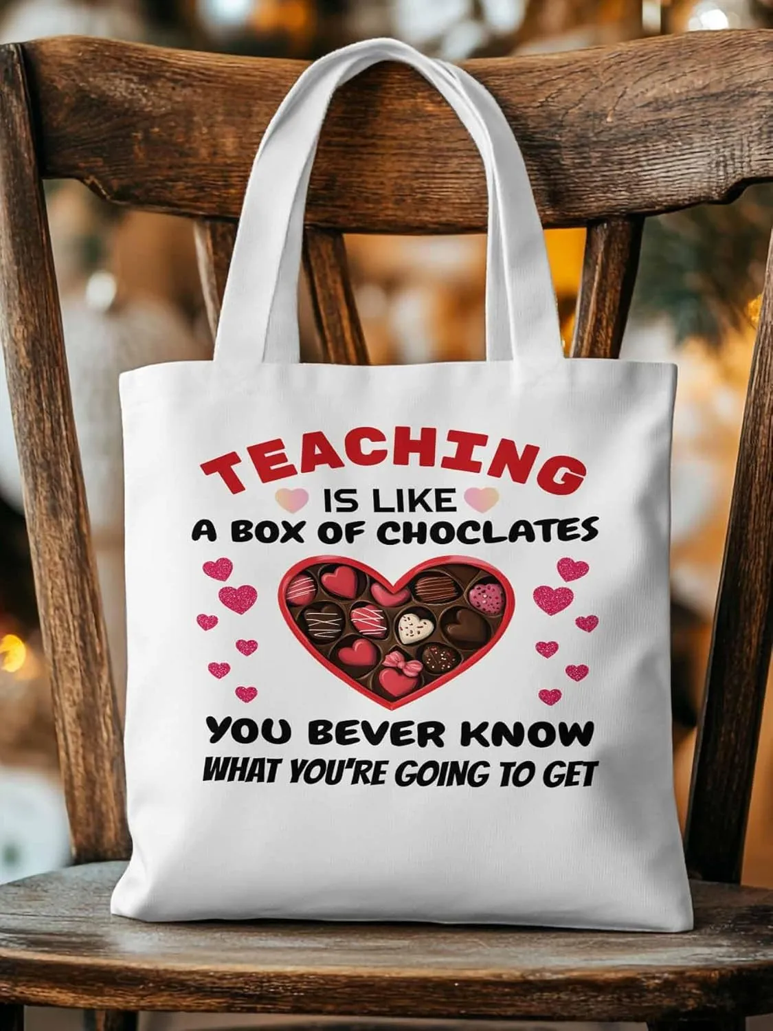 Canvas Tote Bag Romance Love Candy Reusable Grocery Shopping Bags with Handle, Inspirational Quote Large Canvas