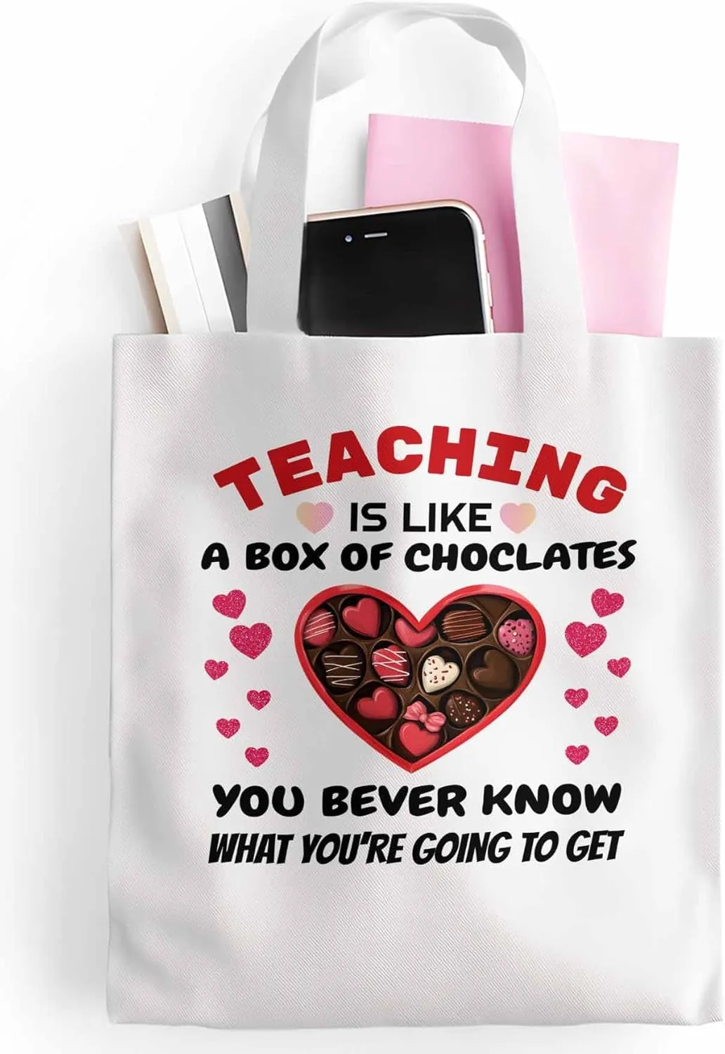 Canvas Tote Bag Romance Love Candy Reusable Grocery Shopping Bags with Handle, Inspirational Quote Large Canvas