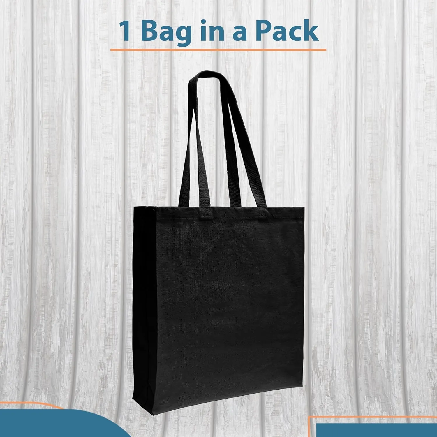 Canvas Tote Bag with Full Side and Bottom Gusset, Heavy Canvas Shopper, 15" H x 14" W x 4" G Tote Bag