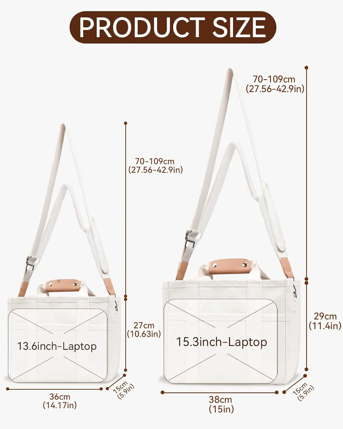 Canvas Tote Bag with Multi-Pocket for Women Large Crossbody Shoulder Handbag Everything Tote Bag with Compartments