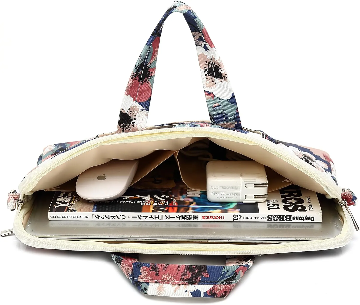 canvaslife Blue camellia Pattern 15 inch Waterproof Laptop Shoulder Messenger Bag Case With Rebound Bubble Protection for 14 inch-15.6 inch laptop Macbook Pro 15 Case Bag