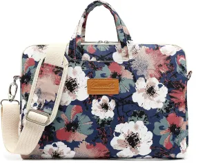 canvaslife Blue camellia Pattern 15 inch Waterproof Laptop Shoulder Messenger Bag Case With Rebound Bubble Protection for 14 inch-15.6 inch laptop Macbook Pro 15 Case Bag