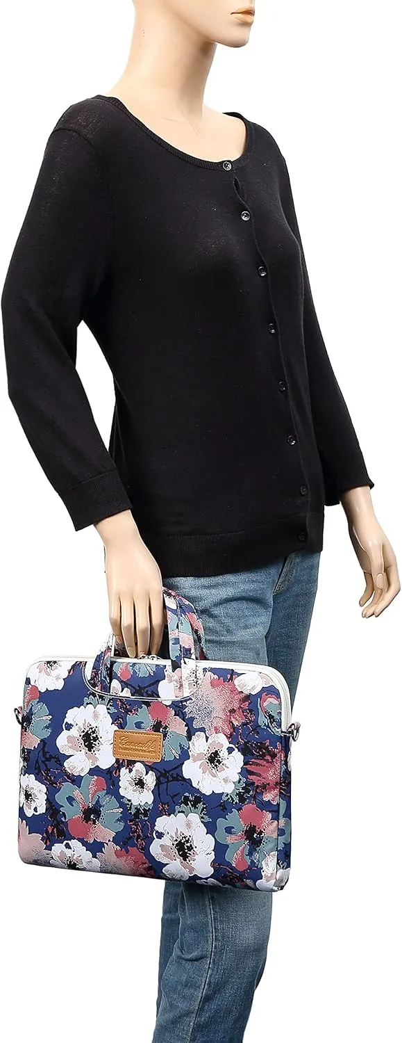 canvaslife Blue camellia Pattern 15 inch Waterproof Laptop Shoulder Messenger Bag Case With Rebound Bubble Protection for 14 inch-15.6 inch laptop Macbook Pro 15 Case Bag