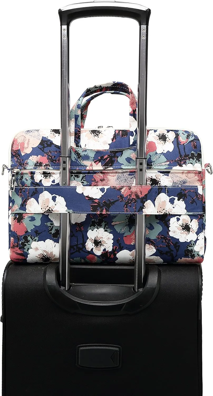 canvaslife Blue camellia Pattern 15 inch Waterproof Laptop Shoulder Messenger Bag Case With Rebound Bubble Protection for 14 inch-15.6 inch laptop Macbook Pro 15 Case Bag