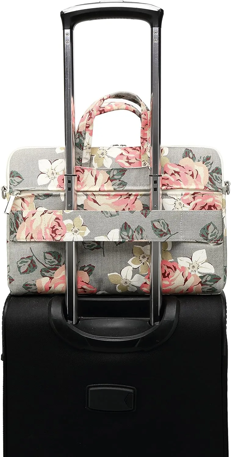 canvaslife Gray roses Patten Waterproof Laptop Shoulder Messenger Bag Case Sleeve for 12 Inch 13 Inch Laptop and Macbook Air Pro 11/12/13