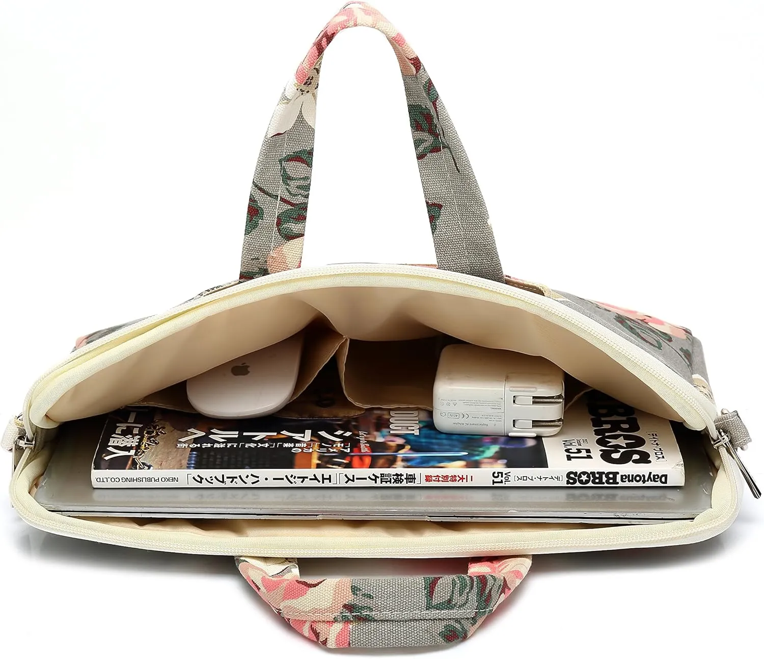 canvaslife Gray roses Patten Waterproof Laptop Shoulder Messenger Bag Case Sleeve for 12 Inch 13 Inch Laptop and Macbook Air Pro 11/12/13