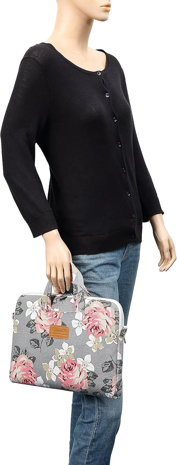 canvaslife Gray roses Patten Waterproof Laptop Shoulder Messenger Bag Case Sleeve for 12 Inch 13 Inch Laptop and Macbook Air Pro 11/12/13