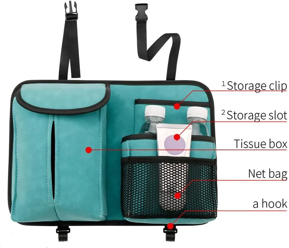 Car Seat Storage Bag for Dodge Charger AWD 2011-2018 2019 2020 2021 2022 2023 2024, Kids Toy Backrest Hanging Organiser Waterproof Tissue Water Bottle Travel Accessories,Blue