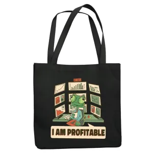 Cartoon Chameleon Gift for Stock Market Investors for Adults and Kids Navy Black Multicolor Canvas Tote Bag