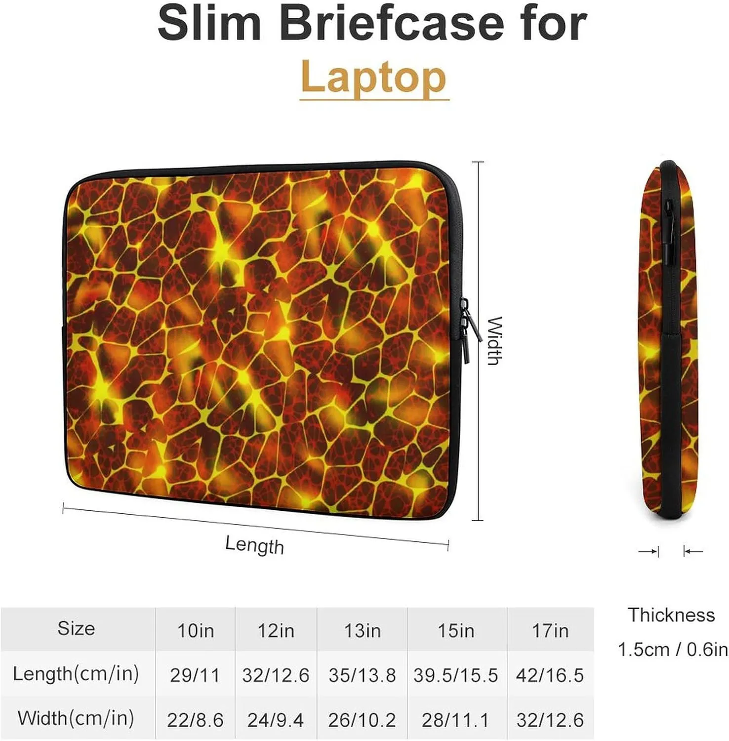 Cartoon Games Lava Golden Red Laptop Bag Travel Notebook Laptops Sleeve 17inch for Men Women Computer Shockproof Storage Bag Business Trip Camping Organizer Protective Zipper Carry Case