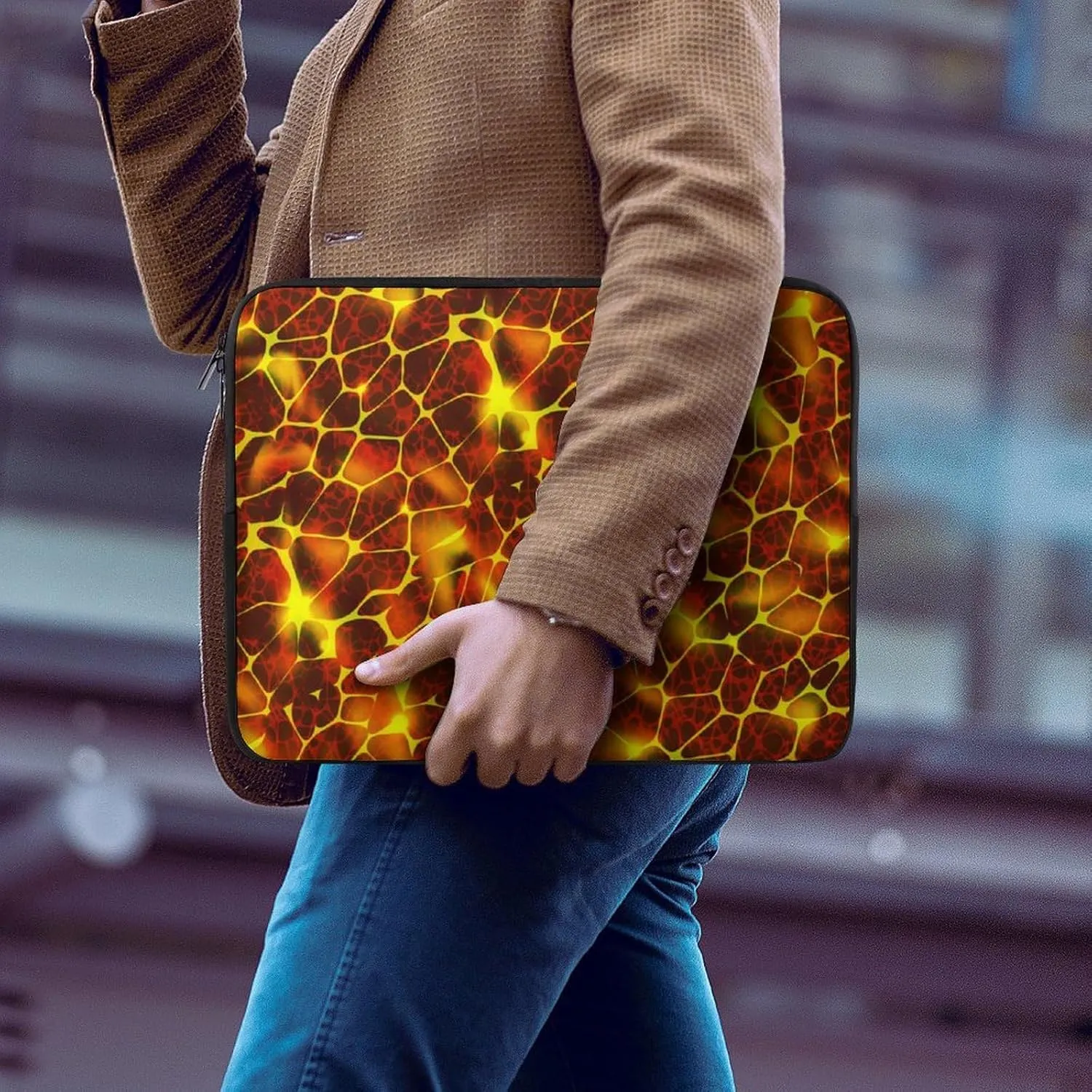 Cartoon Games Lava Golden Red Laptop Bag Travel Notebook Laptops Sleeve 17inch for Men Women Computer Shockproof Storage Bag Business Trip Camping Organizer Protective Zipper Carry Case