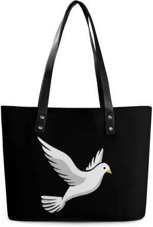 Cartoon Pigeon Women's Tote Bag Leather Purse Shoulder Handbag Portable Shopping Bag for Travel Office