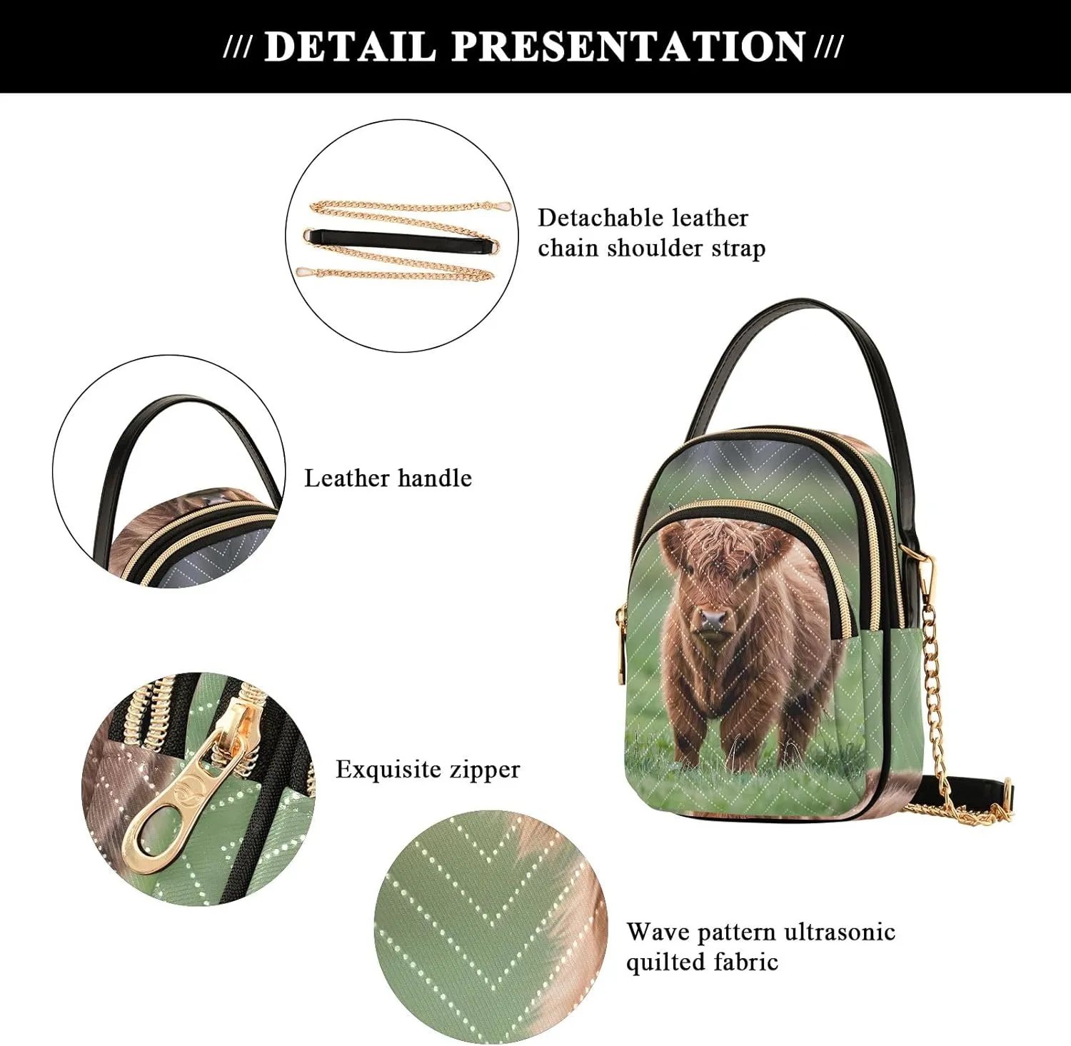Cartoon Quilted Crossbody Bag Small Shoulder Purse Women's Handbags Phone Purse with Chain