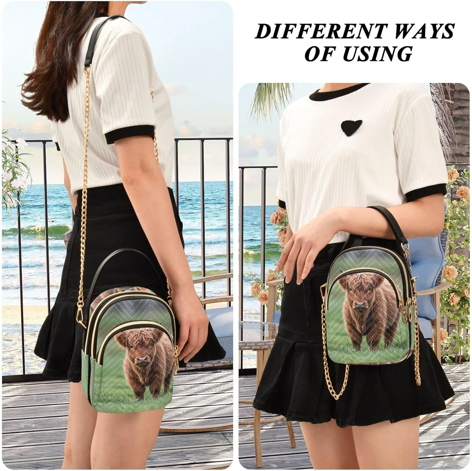 Cartoon Quilted Crossbody Bag Small Shoulder Purse Women's Handbags Phone Purse with Chain