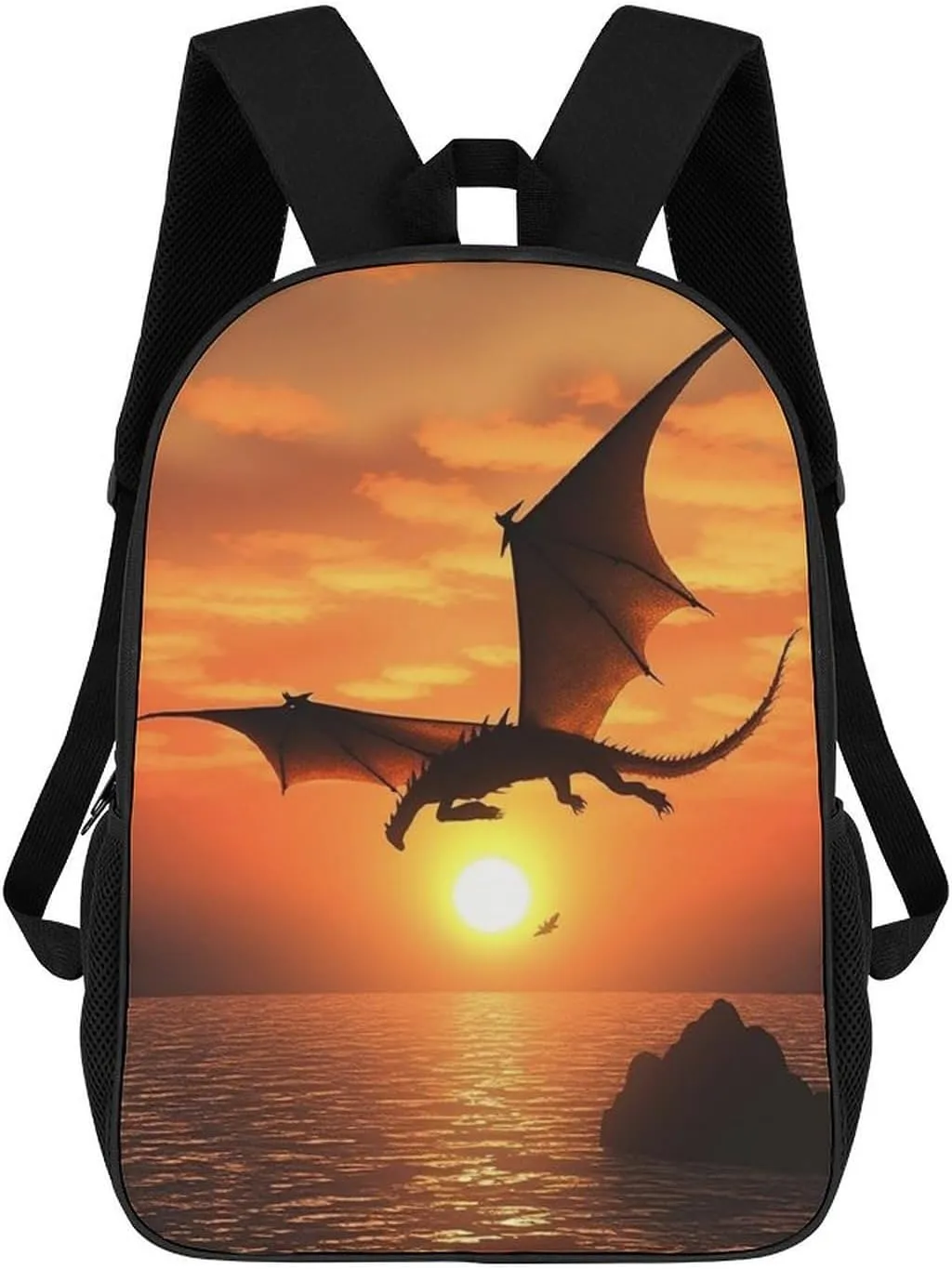 Casual Backpack for Men Women Waterproof Lightweight Daypack Travel Laptop Bag Sea Sunset Flying Dragon
