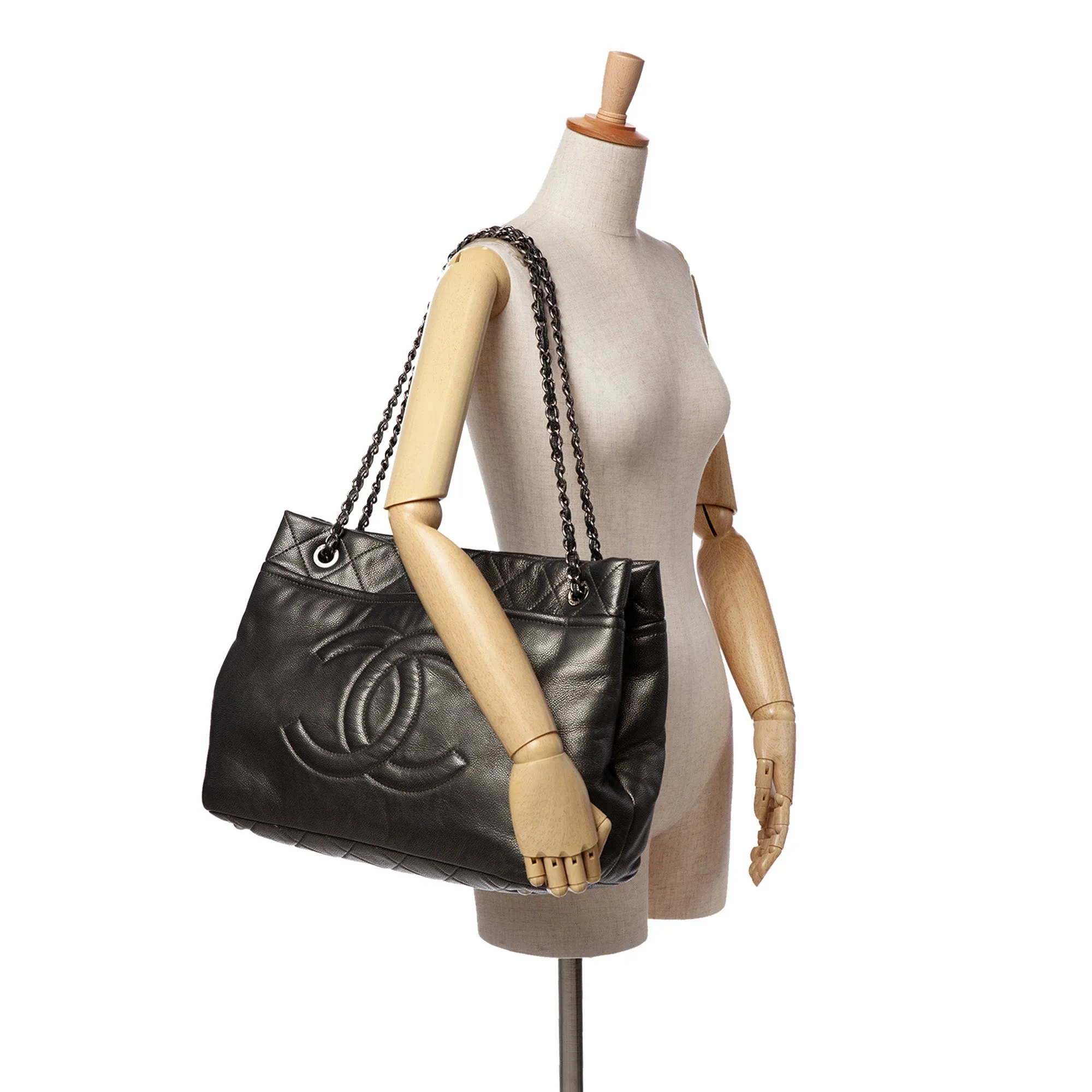 CC Metallic Caviar Soft Tote