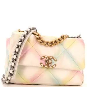 CHANEL 19 Flap Bag Quilted Multicolor Leather Medium