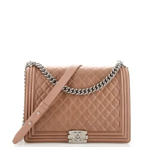 CHANEL Boy Flap Bag Quilted Metallic Calfskin Large