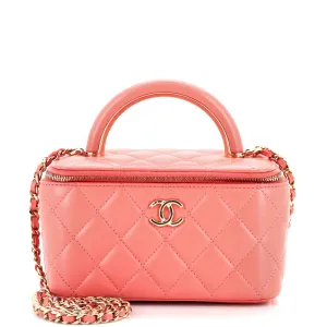 CHANEL Charming Handle Vanity Case with Chain Quilted Lambskin Small