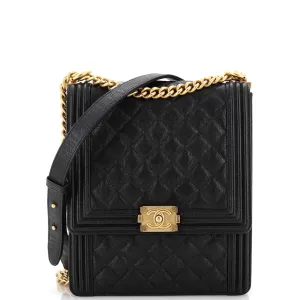 CHANEL North South Boy Flap Bag Quilted Caviar Large