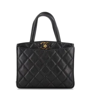CHANEL Vintage CC Lock Pocket Tote Quilted Caviar Small