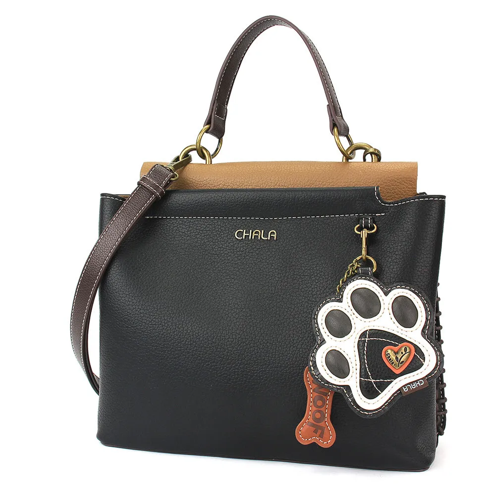 Charming Satchel - Pawprint B&W