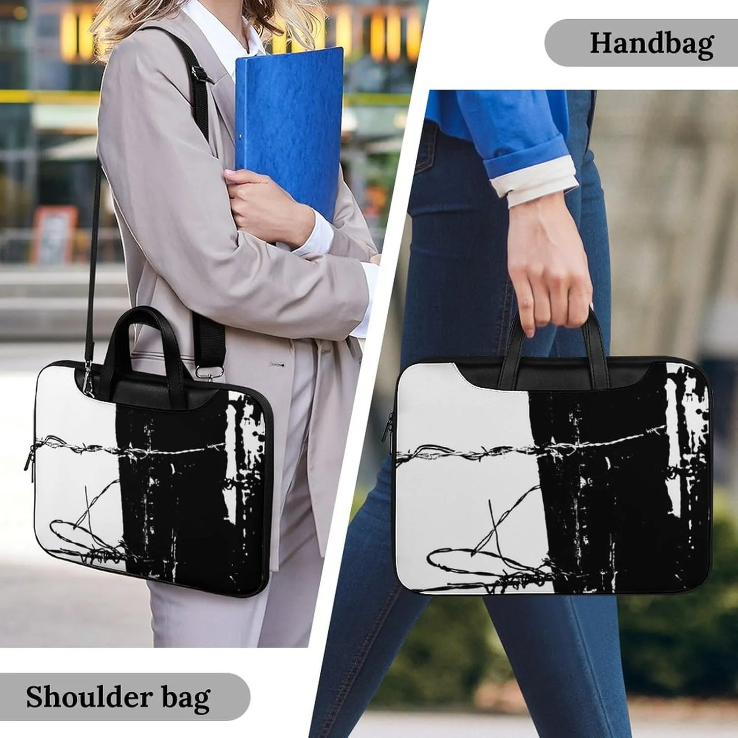 Cherry Blossom Branch Leather Computer Bag with Multiple Sizes to Choose From, Convenient to Carry