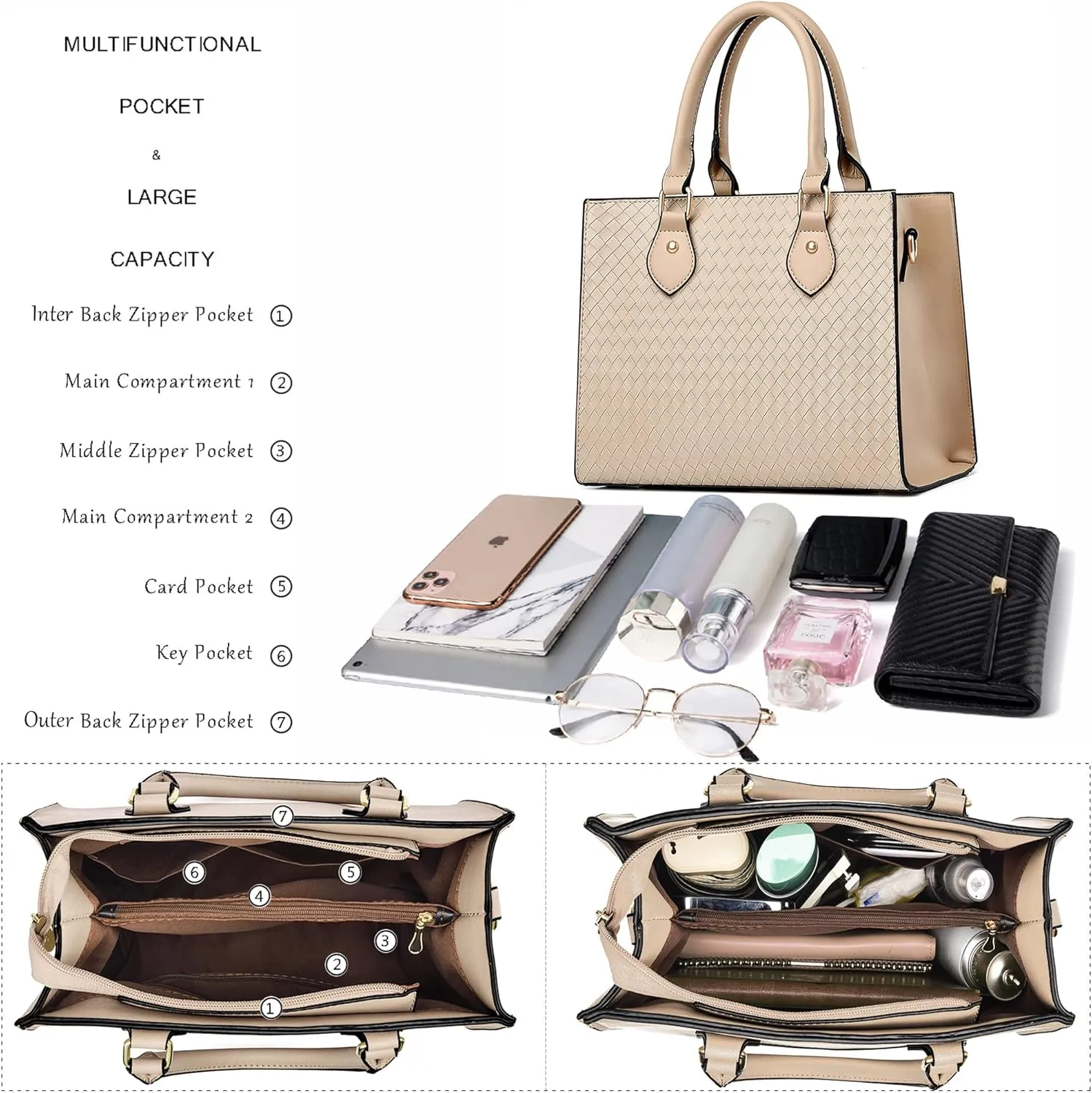 CHICAROUSAL Crossbody Purses and Handbags for Women PU Leather Tote Top Handle Satchel Shoulder Bags