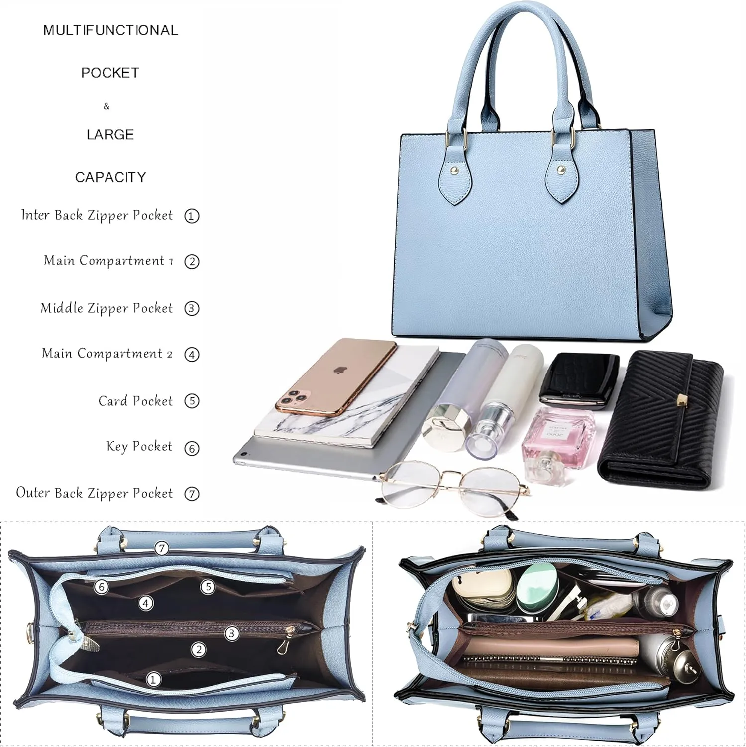 CHICAROUSAL Crossbody Purses and Handbags for Women PU Leather Tote Top Handle Satchel Shoulder Bags