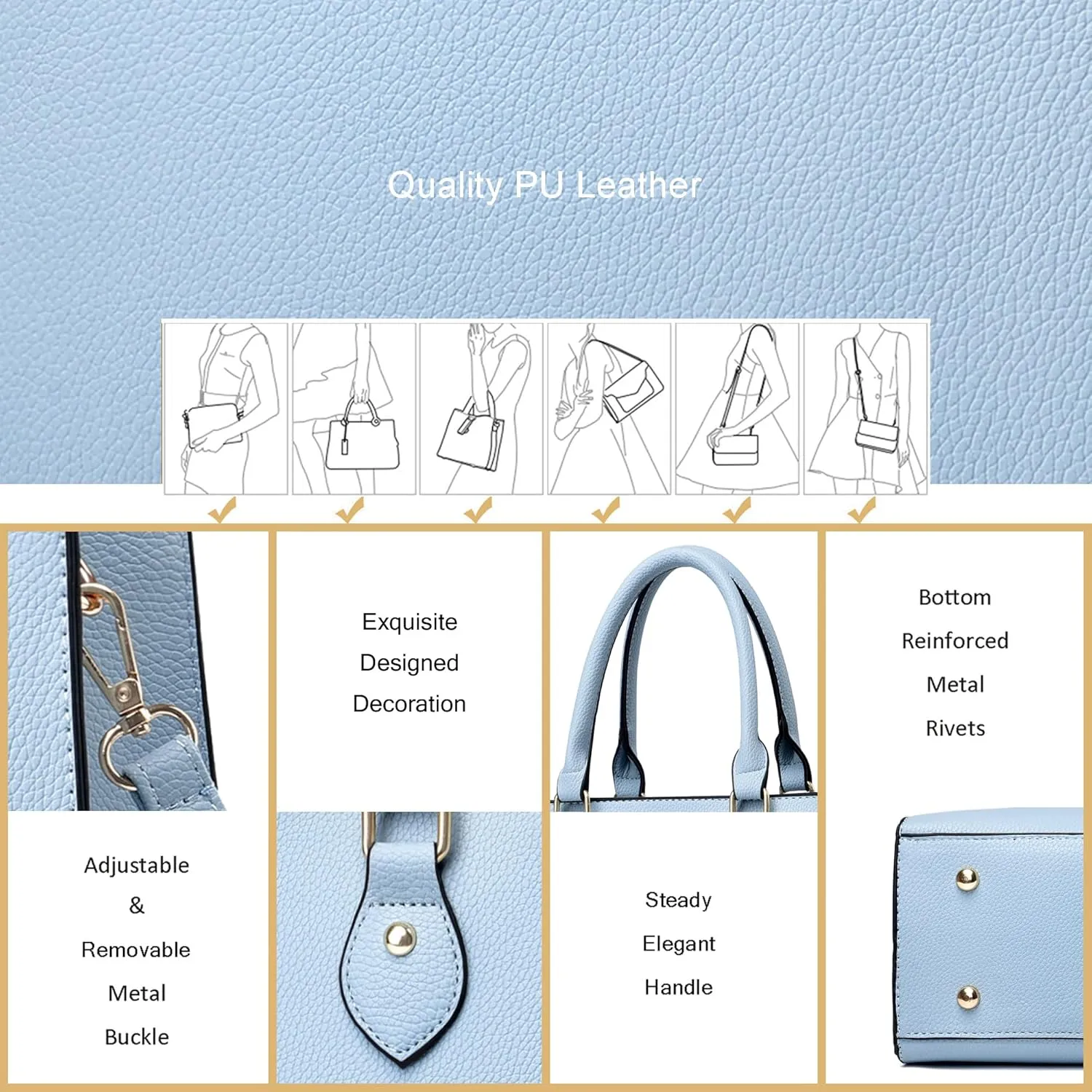 CHICAROUSAL Crossbody Purses and Handbags for Women PU Leather Tote Top Handle Satchel Shoulder Bags